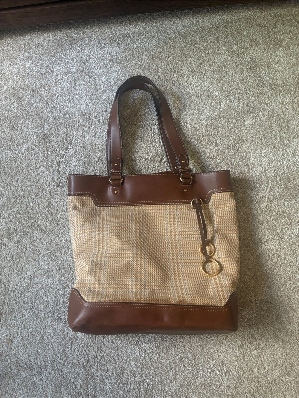American Living Brown and Beige Plaid Tote